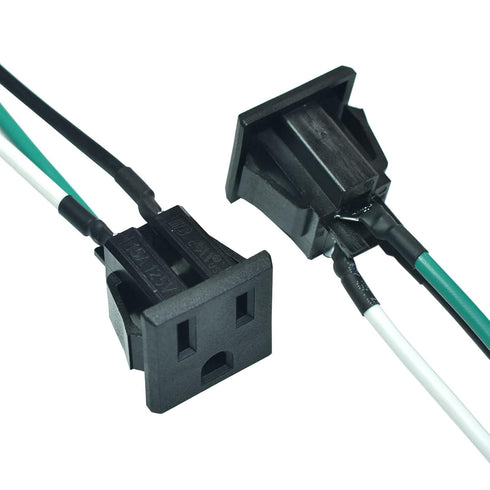 2PCS 15A 125V AC Panel Mount Outlet Industrial Plug Female Connectors Adapter With 14AWG Connection line,3 Pins US Power Socket Plug Panel