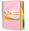 Forvencer 24 Pocket Project Organizer, 1/3-cut Tab Binder with Sticky Labels, Multi Pocket Folder, Blush