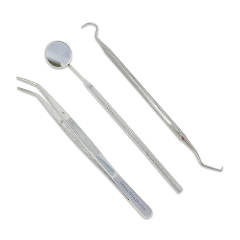 Cynamed -Dental Tools Dental Pick Oral Care Kit, Stainless Steel Dental Hygiene Kit Set, Tooth Scraper Tartar Dental Scaler Tweezers Mouth Mirror for Personal & Pet Oral Care Use (Pack 3)