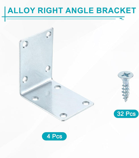 4 Set 2.76"x1.97"x2.76" uxcell L Corner Bracket Corner Brace Metal Joint Right Angle Brackets Fastener with Screws