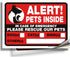 iSYFIX Alert Pets Inside Signs Stickers – 4 Pack, 7x5 Inch, Premium Self-Adhesive Vinyl for Indoor/Outdoor