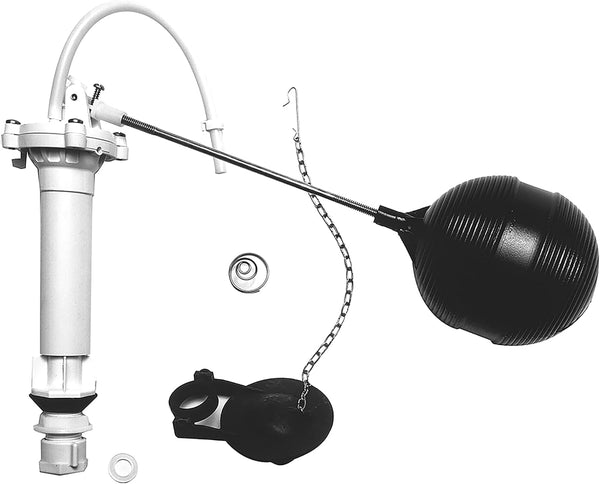 Danco 80816 Complete Toilet Repair Kit, White Fill Valve, Flapper, Rod, Float Replacement