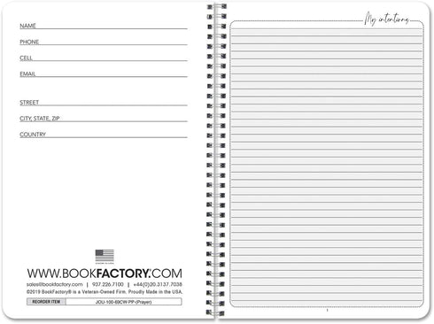 BookFactory Prayer Journal, Bible Devotional Log Book, 100 Pages (6x9 inches)