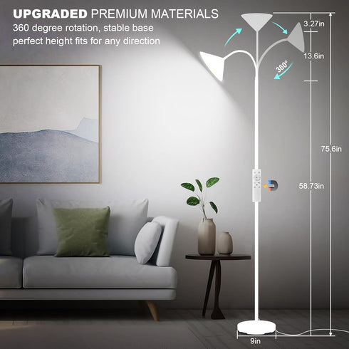 18W 2700K-6500K mukuxin LED Floor Lamp, Floor Lamp with Remote & Touch Control, Adjustable Eye Caring Standing Light