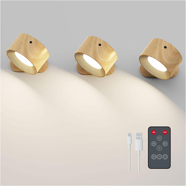 Koopala 3PACK Rechargeable LED Wall Sconce, Cordless Battery with Remote Powered Wall