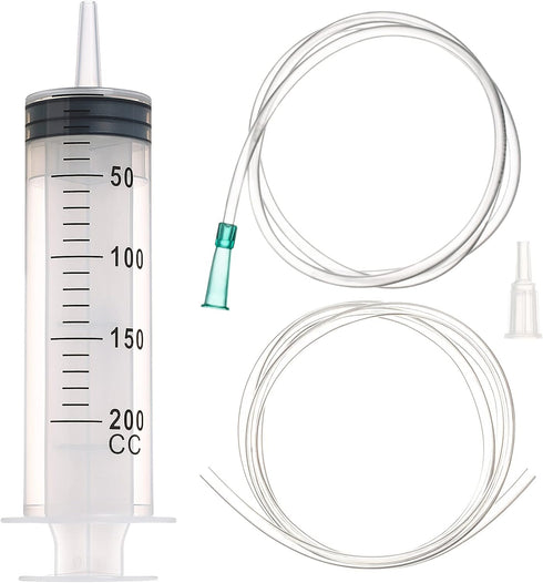 SHAOTONG 200ml Syringes - 40 Inch Tube and Tip Adapter for Feeding Pets and Liquid Refilling