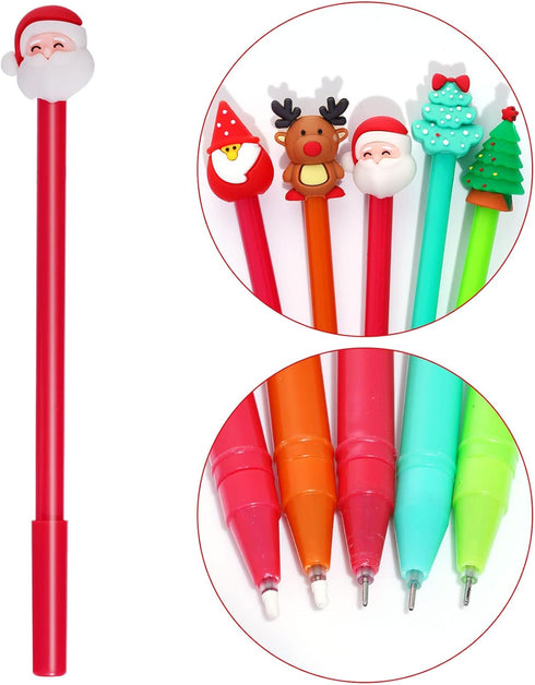 jiebor 20Pcs Christmas Gel Ink Novelty Pens - Cute Fun Bulk with Black Ink for Office Supplies