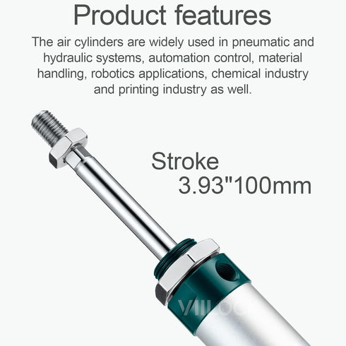 Pneumatic Air Cylinder: 25mm Bore 100mm Stroke, Mini Single Rod Double Action MAL 25 X 100