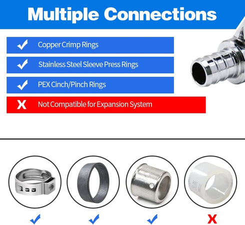 2 Pack Stop Valves, 1/4 Turn Angle Stop Valves, 3/8" OD Compression 1/2" PEX Chrome Plated Brass