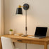 YJQHXY Set 2 3-Prong of Black & Gold Wall Sconces, Plug-in or Hardwired, Adjustable Metal Shade, Reading Lights