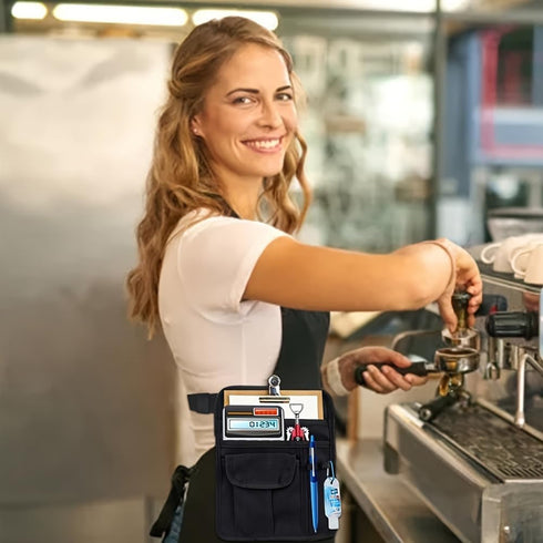 Kazheon Restaurant Waiter Waist Money Pouch Bag Server Pouch Bag Hotel Bar Apron Bags With Adjustable Belt(COLOR:Black)