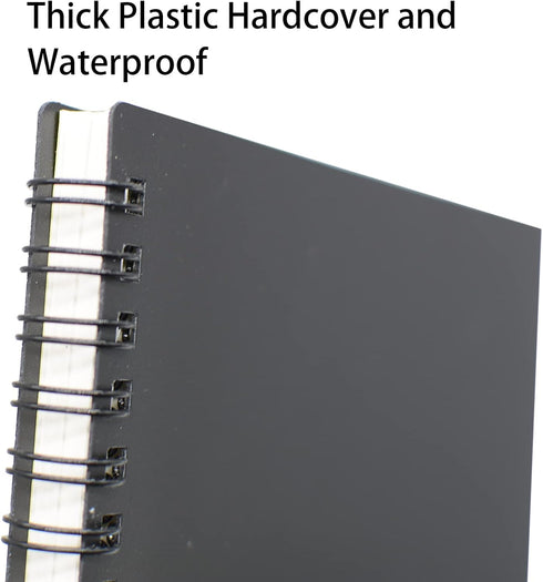 Yansanido 6 Pcs A5 Spiral Notebook, Thick Plastic Black Hardcover, 7mm College Ruled, 80 Sheets - 160 Pages