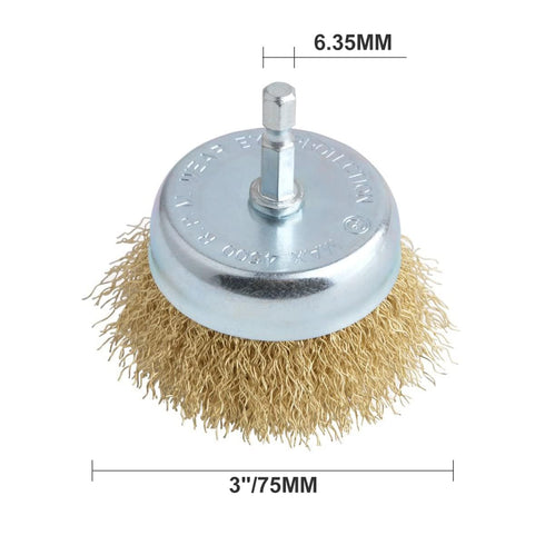 3" Wire Cup Brush with 1/4" Hex Shank, Heavy Duty Wires Brushes for Metal, Rust & Corrosion Removal