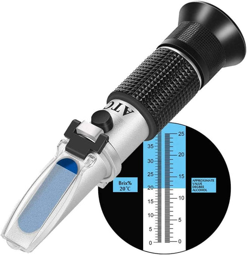 BOWONG Wine Refractometer, Hand Held Brix/Alcohol Refractometer with ATC for Wine Making Homebrew