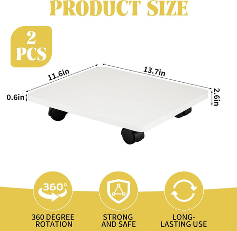 Wopgrty 2 4 Pcs Under Desk Printer Stand with Caster Wheels, White Movable Printer, White Rolling Plant Rack Tray