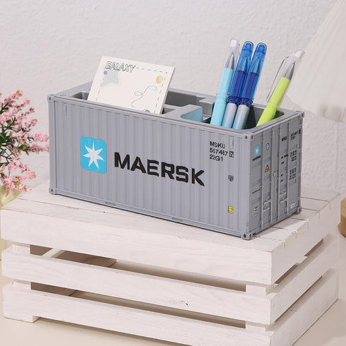 Multi-Function Desk Organizer, Gray Shipping Container Storage Box for Office Supplies, Pen/Pencil and Remote Control
