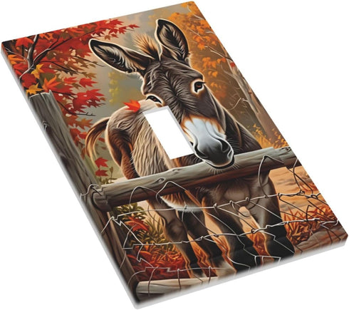 HTSAHKV 3 5 Inch Autumn Farm Donkey Wall Plate Light Switch Cover Single Gang Outlet Faceplate Print Plate Cover X