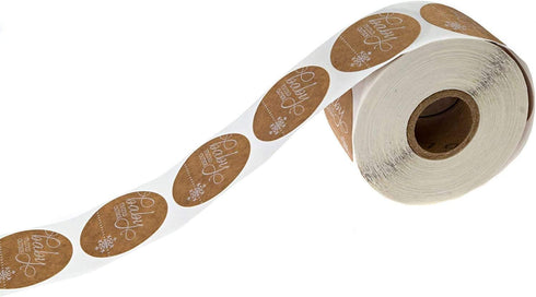 Baby It's Cold Outside Christmas Stickers, 500 Holiday Snowflake Stickers, 1.5" Brown Kraft Envelope Seals