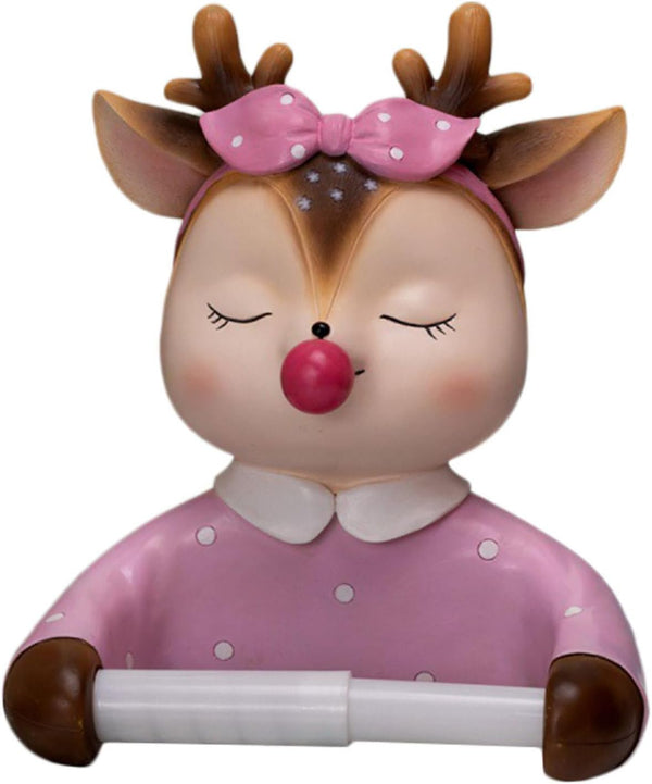 RUNROTOO Bathroom Toilet Paper Holder Wall-Mounted Cute Deer Roll Paper Rack Creative Tissue