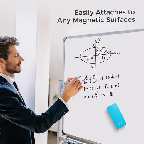 loukin Magnetic Dry Erase Eraser with 3.4 fl oz Whiteboard Cleaner, for Classroom, Home & Office Use (Blue)