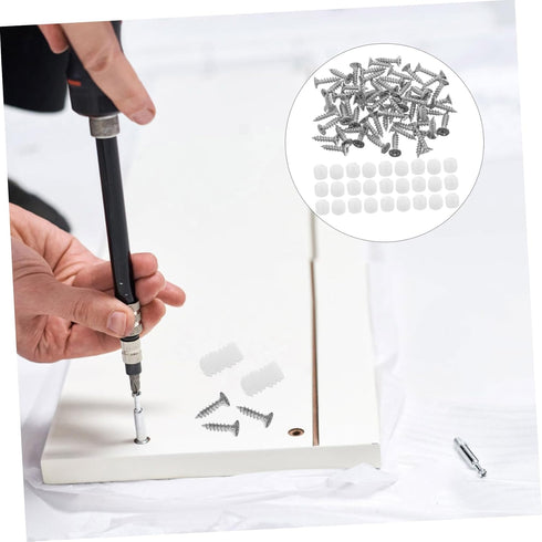 200pcs NUOBESTY Plastic Hinge Dowel Inserts Self-Tapping Screws for Cabinet Door Repair and Installation Plastic