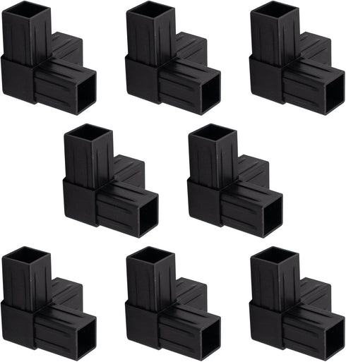 8 1''/25mm 3-Way Elbow 90 25mm/1'' PCS Plastic Square Tube Connector, Side Outlet Degree L-Shaped Pipe Fitting