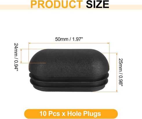 10Pcs 50x24mm uxcell Plastic Hole Plugs, Arch Pipe Tubing End Cap, Pipe Tube Insert Cap, Table Chair Leg Hole Covers