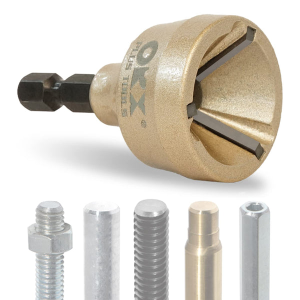 ORXPLUS TOOLS Deburring External Chamfer Tool, TUNGSTEN Blade, Deburring Drill Bit for Stainless Rod, Thread, Pipe