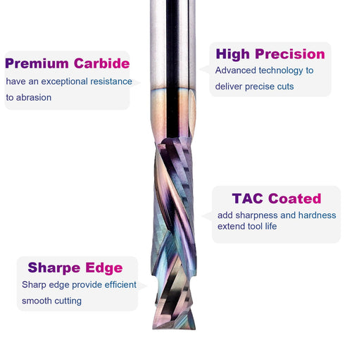 1/4 Inch 1 Inch SpeTool Compression Router Bits Shank Cutting Length with Coated Carbide Spiral Up Down CNC Router Bit