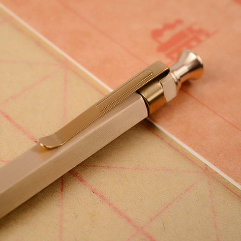 Six-Edge Solid Brass Pen, Sign Pen Ballpoint Pen with Clip
