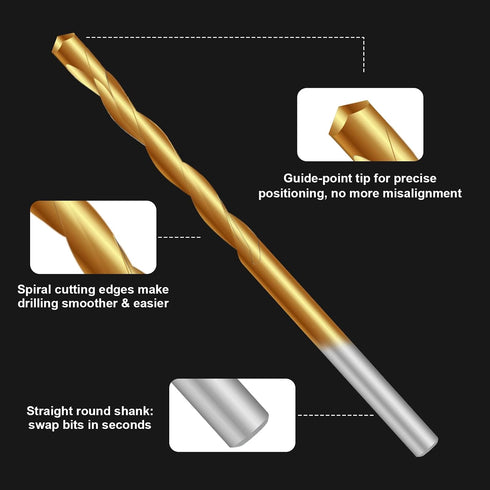 GJOYNY 1/8 Inch 50 PCS Drywall Router Bits - Brocas para Drywall HSS Guide Point Drywall Cutting Bits for Reliable