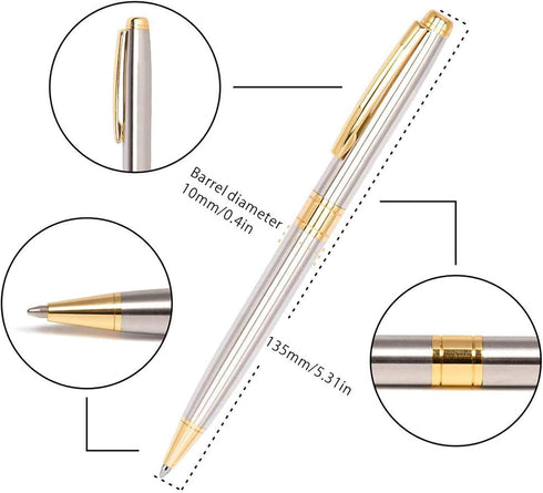 Cambond Ballpoint Pens, Black Ink Pens - Gold Bulk Gift for Men Women, 3 Pens with 3 Refills