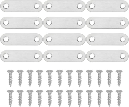 PATIKIL Flat Mending Plate 2.2"x0.6", 12 Pcs Stainless Steel Straight Flat Bracket