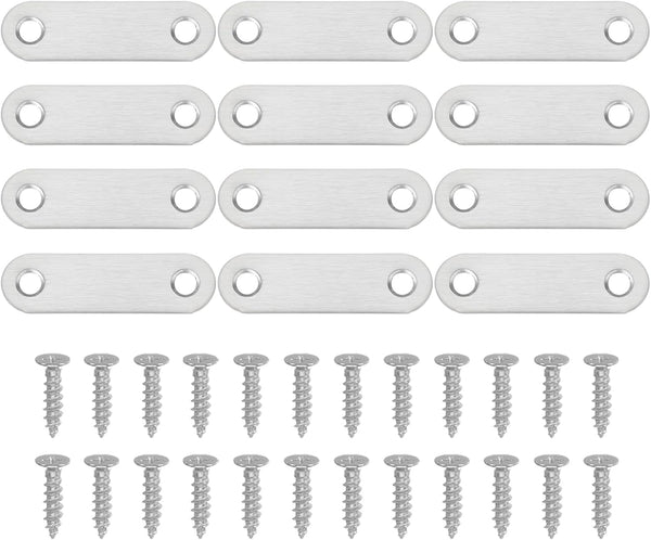 PATIKIL Flat Mending Plate 2.2"x0.6", 12 Pcs Stainless Steel Straight Flat Bracket