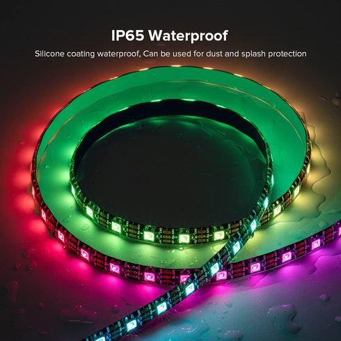 WS2812B 16.4FT/5M 60Pixels/m 300Pixels Programmable 5050SMD IP65 DC5V SEZO ECO LED Strip Light Individually Addressable