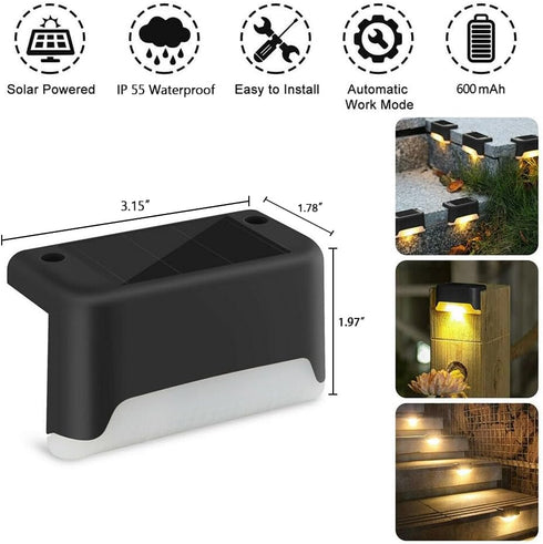 MAIXI 4 16-Pack) Solar Deck Lights Outdoor, PCs LED Solar Fence Lights Waterproof, Garden Decorative Solar Step Lights