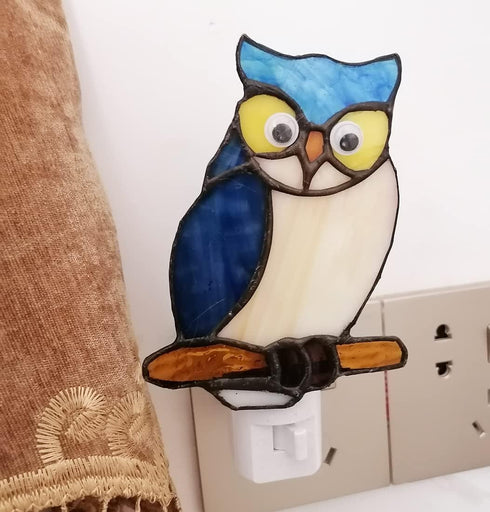 HUIMIEJU Tiffany Glass Owl Night Light for Kids