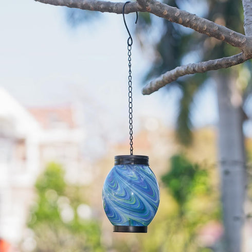 Solar Hanging Lanterns Outdoor, Waterproof Solar Glass Lights, Color Changing Led Lamp Light for Garden Yard Tree Home