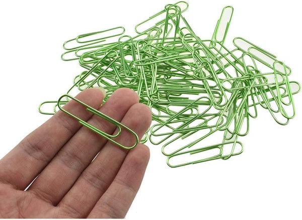 HAHIYO Large Green Paper Clips, 2 Inches Vinyl Coated, Sturdy for Bookmarking, Organizing Home Office, 80 Pack