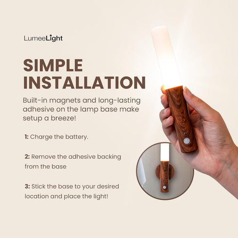LumeeLight Motion Sensor Night Lights, Magnet Body Hallway Rechargeable LED Wireless Wall Sconces, Portable Decor