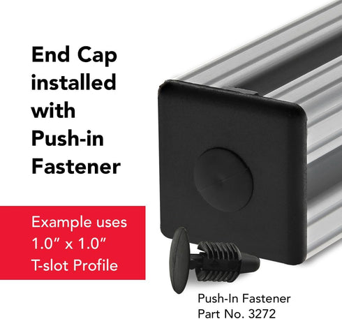 8020, 2015-Plain, 10 Series, 1" x 1" Black Plastic Square End Caps for 80/20 Aluminum Extrusion (5 Pack)