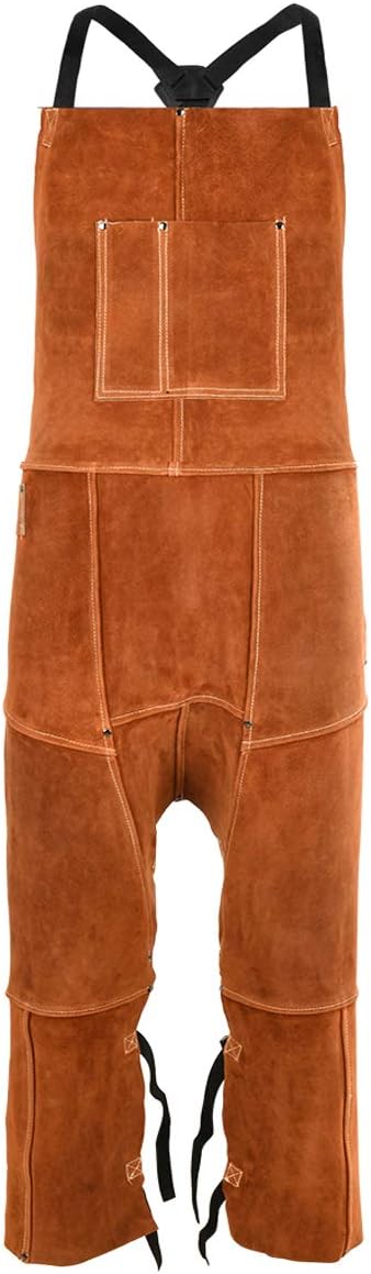 QeeLink Leather Welding Apron Split Leg for Men - Spark Flame Heat