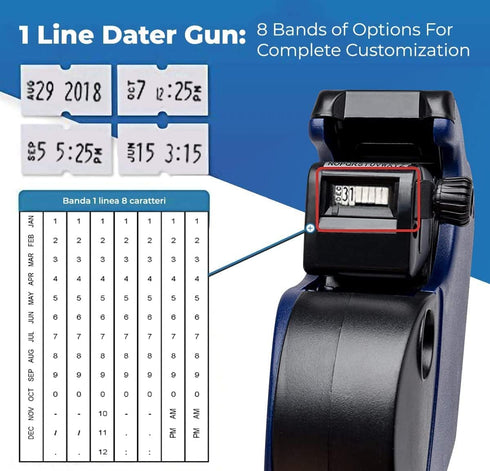 Perco Lite 1 Line Dater Gun with Labels Kit - Includes 5,000 Blank Labels, 2 Ink Rollers, 1 Ink Roll