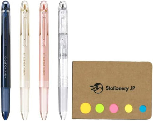 Pilot Hi-tec-c Coleto 3 Color Multi Pen Body Component, Basic & Pearl Pattern, Rubber Grip, 4-Pack