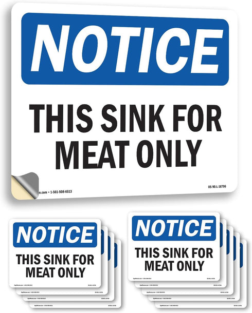 This Sink For Meat Only OSHA Notice Vinyl Decal Label 5 Inch