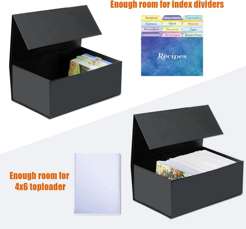 4X6 4 6 Inches, 1200 2 Pack, tutata Index Card Holder, Index Card Storage Box x Fits Flash Cards - Black