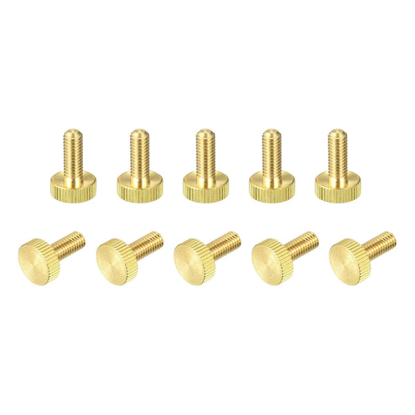 uxcell 10Pcs M6x16mm Knurled Thumb Screws, Flat Brass Bolts Grip Knobs for PC, Electronic, Mechanical