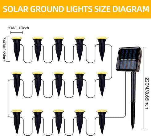 BYIZO 15 LED Solar Ground Lights Outdoor, Waterproof Solar Pathway Lights, LED Landscape Lighting for Garden, Patio