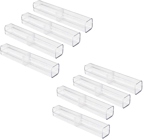 Lvcky 8Pcs Plastic Clear Ballpoint Pen Gift Box - Empty Bulk Case Collection Set for Business School