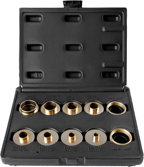 Set, 5/16" 1", 1-3/16" 10-Piece RA02 O'SKOOL Router Bushing Brass Template Guide Bushings for Woodworking, to Fits